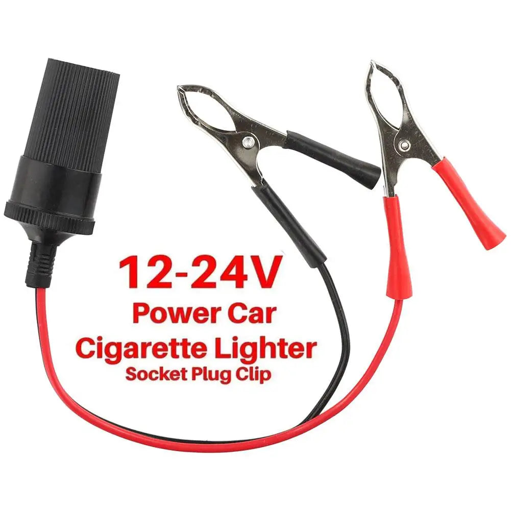 Car Cigarette Lighter Extension Cord Adapter Socket Charger With Crocodile Clip Connection Line Car Socket Plug Peaceful Pleasures Health and Wellness