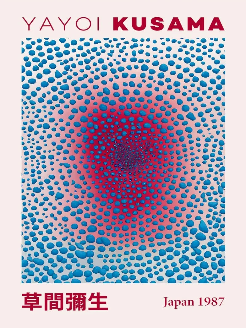 Japanese Abstract Mountain Canvas Wall Art | Yayoi Kusama Style