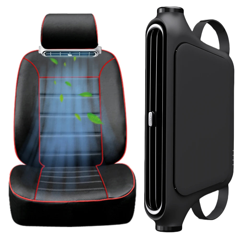 MOJOYCE Car Headrest Fan – 3-Speed Dual Turbine, USB or Battery Peaceful Pleasures Health and Wellness