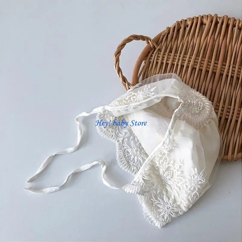 Newborn Baby Lace Flower Bonnet Hat | Soft Cotton Sunhat 0–6M