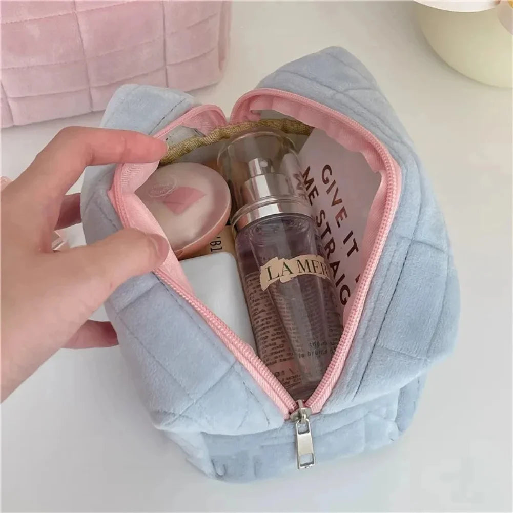 Large Faux Fur Cosmetic Bag – Travel Makeup Organizer Pouch
