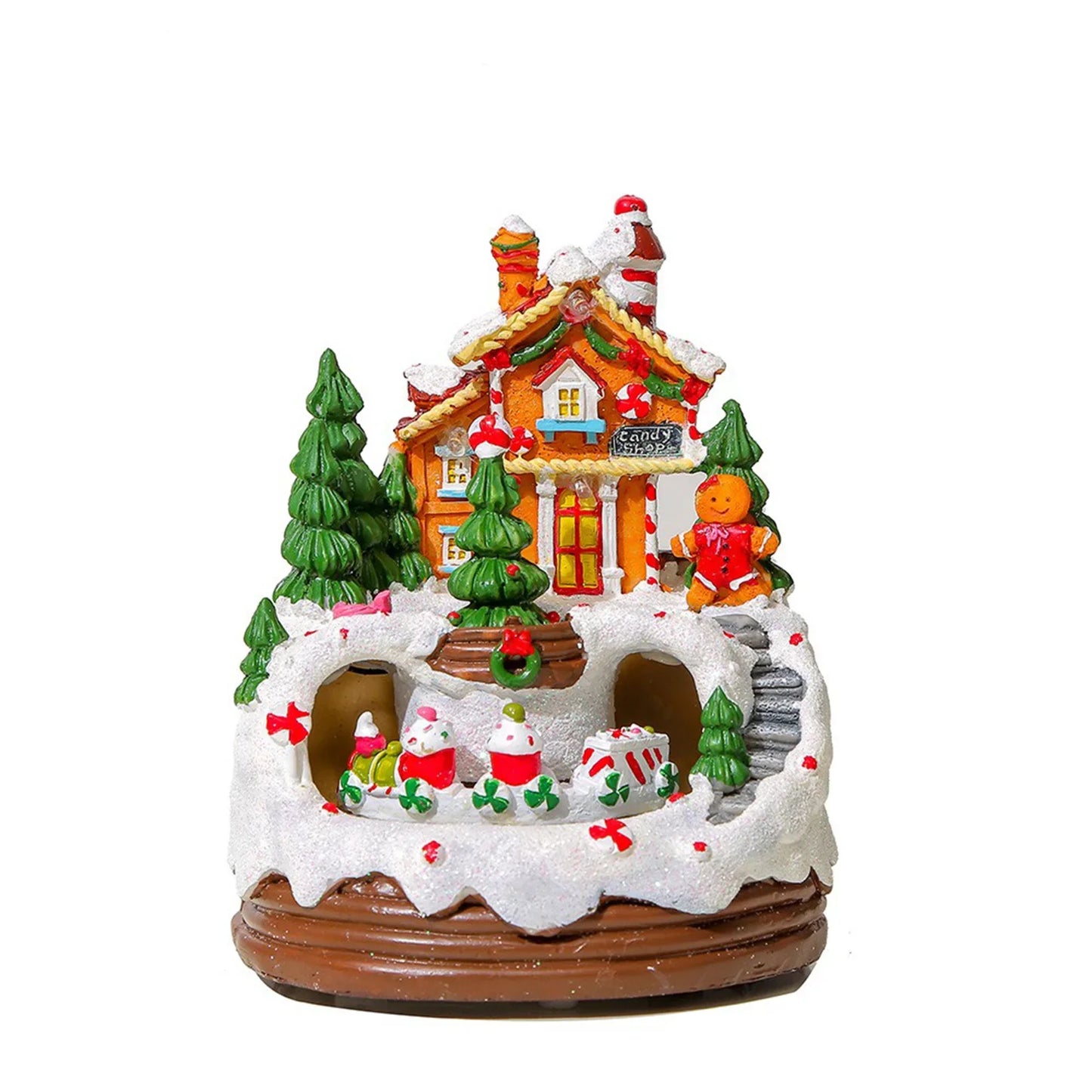 YL-2347 Glowing Music Snow House Christmas Creative Ornaments Train