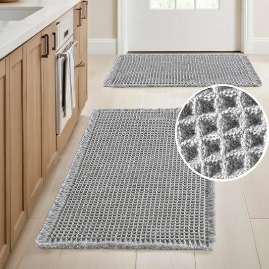 1PC Waffle Solid Color Bath Mat Washable Bathroom Rugs Anti-Slip Super Absorbent Soft Shower Mat for Home Bathroom Tub Shower Peaceful Pleasures Health and Wellness