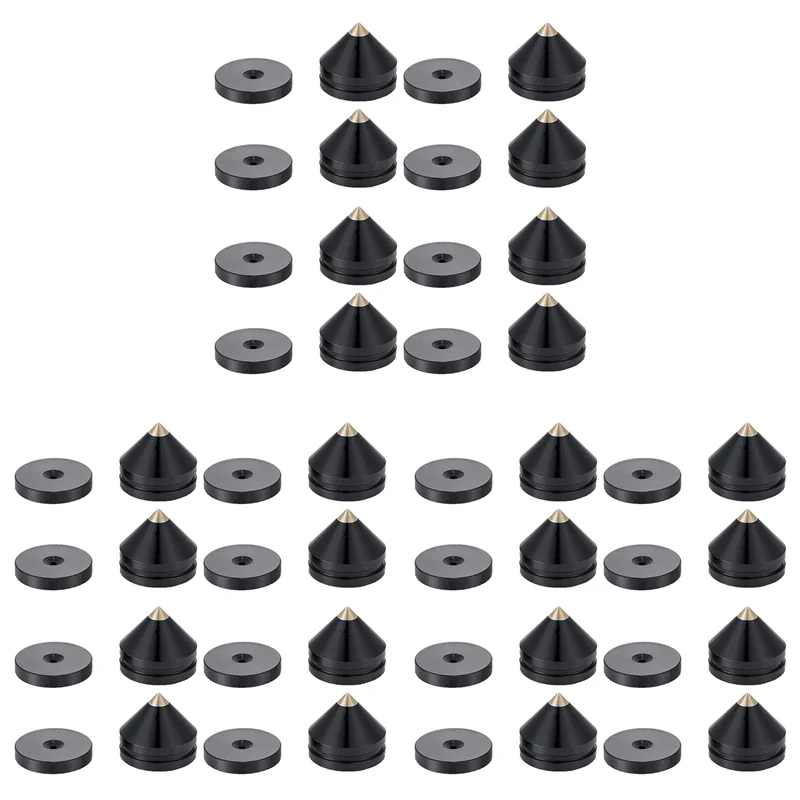 -ABDH 24 Set Speaker Stand Feet Foot Pad Aluminium Alloy Metal Spikes Cone Floor Foot Nail Black Peaceful Pleasures Health and Wellness Black