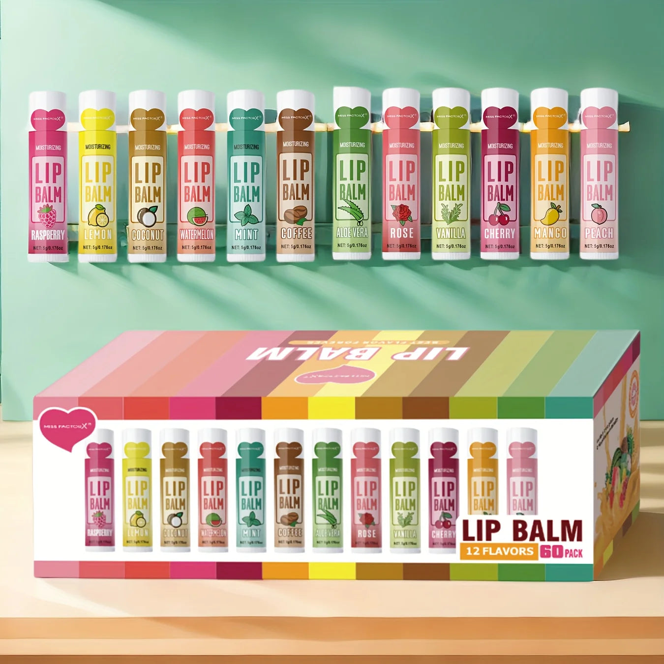 60PCS Moisturizing Lip Balm set 5g Deep Moisturizing and brightening Lip Color Gift for holiday parties Peaceful Pleasures Health and Wellness