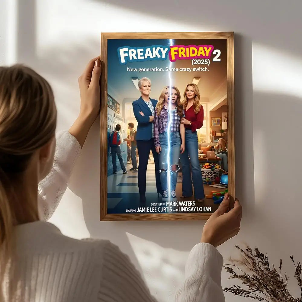 Movie F-Freaky Friday Poster HD Self Adhesive Waterproof Wall Art Ideal for Home Office Dorm Bedroom Great Gift Peaceful Pleasures Health and Wellness White5 15X20cmNoframe