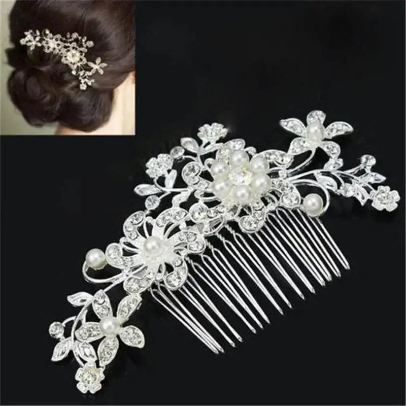 Rhinestone Bridal Hair Comb Alloy Crystalpearl Tiaras Crystal