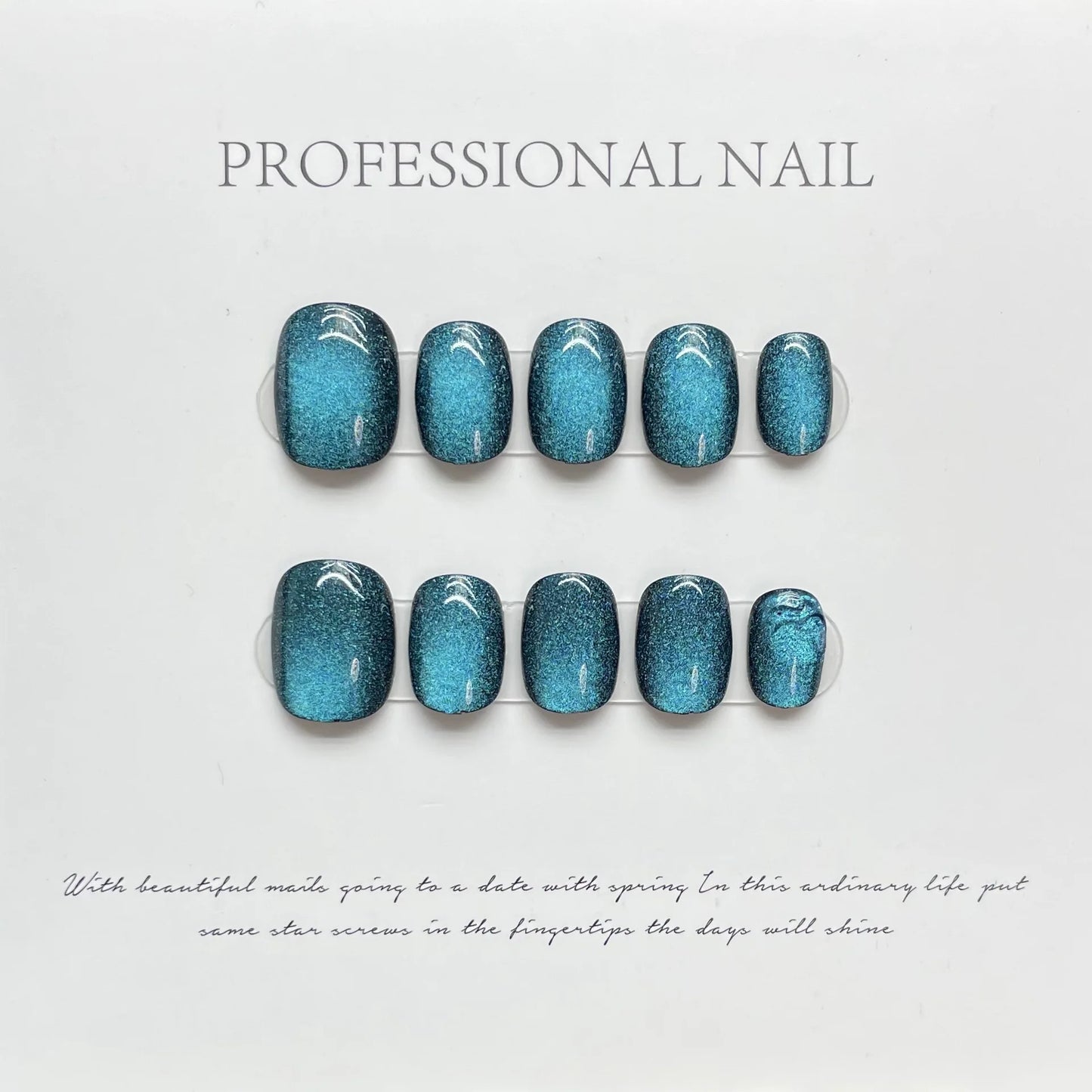 10pcs Handmade Press on Nails Short Cat Eye Fake Nails for Women Girl Wearable Shiny Cat Eye Sweet Korean Style False Nails Peaceful Pleasures Health and Wellness M 4