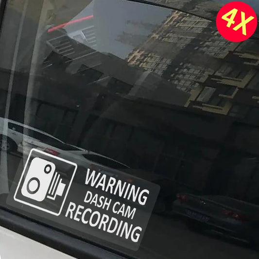 4X Small In Car Camera Recording Stickers Van Lorry Truck Taxi Bus Mini Cab Minicab Window Dashcam White on Clear Window Version Peaceful Pleasures Health and Wellness WHITE
