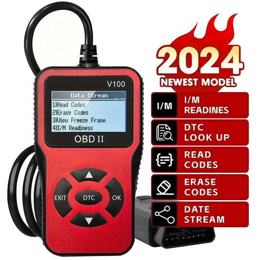 Car OBD2 Scanner Diagnostic Tool Code Reader, Car Voltage Tester Engine Fault Code Scanner, Charging Tester Diagnostic Tool R100 Peaceful Pleasures Health and Wellness red
