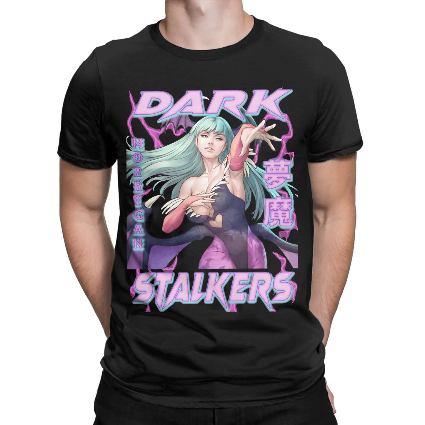 Men's Darkstalkers T Shirt Morrigan Aensland 100% Cotton Clothing Novelty Short Sleeve Round Neck Tees Plus Size T-Shirt Peaceful Pleasures Health and Wellness black 4XL