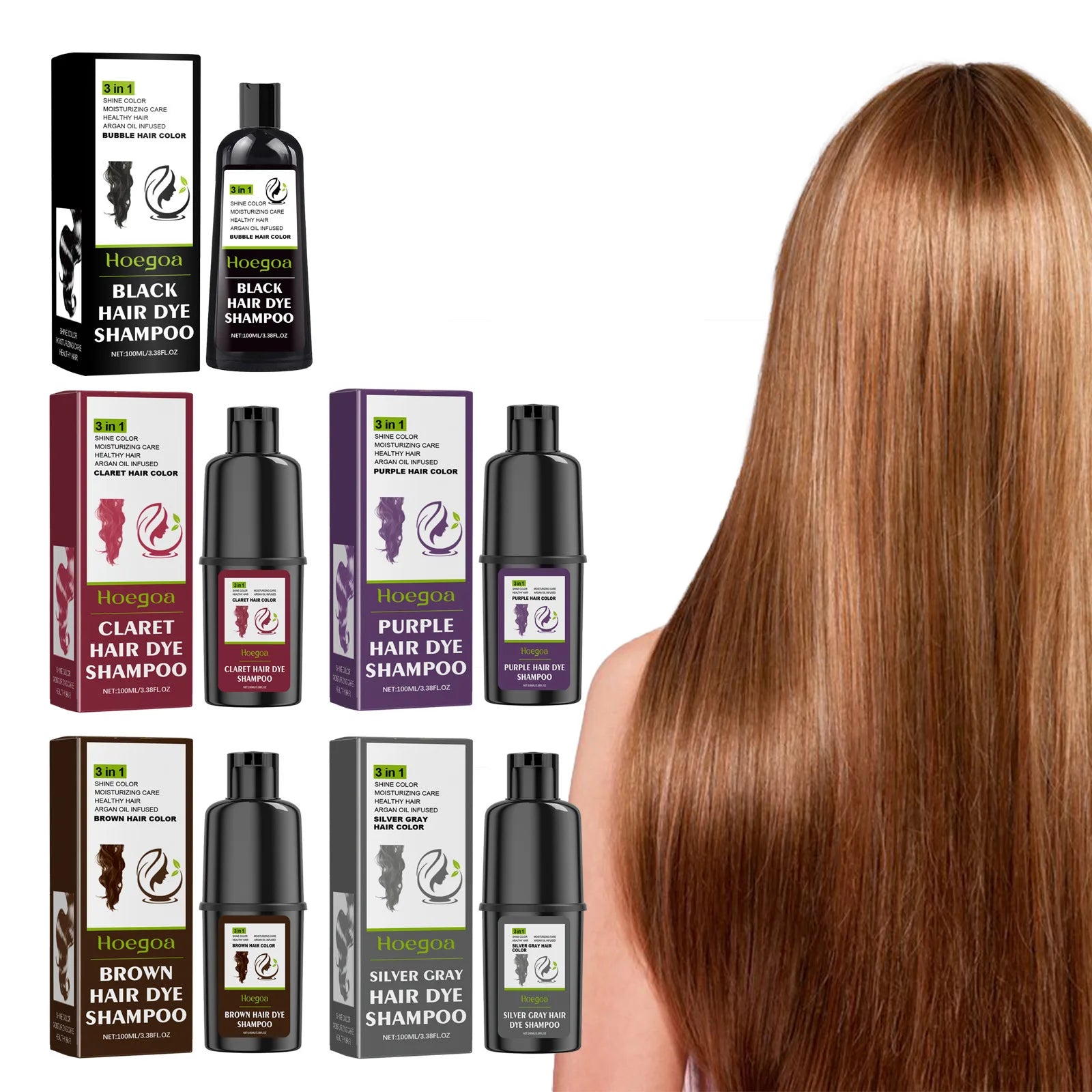 3 In 1 Hair Coloring Shampoo Natural Nourish Black Purple Hair Dye For Men Women Non Irritating Repair Fashion Hair Styling Tool Peaceful Pleasures Health and Wellness