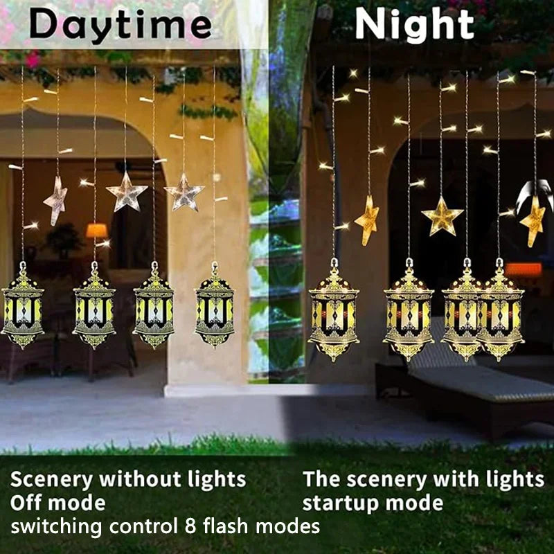USB LED Moon & Star Curtain Lights | 8 Modes & Timer