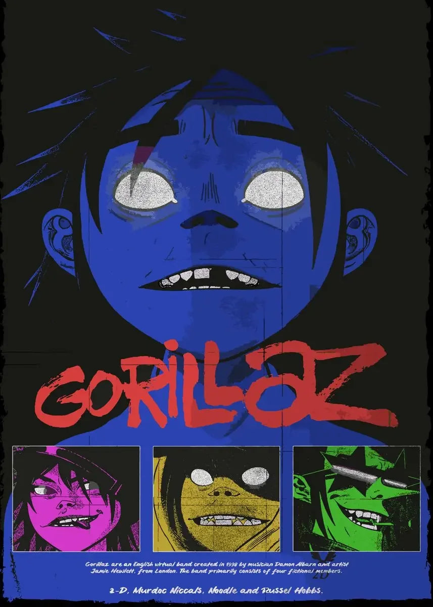 Gorillaz Canvas Wall Art Poster | Hip Hop Music Fan Decor