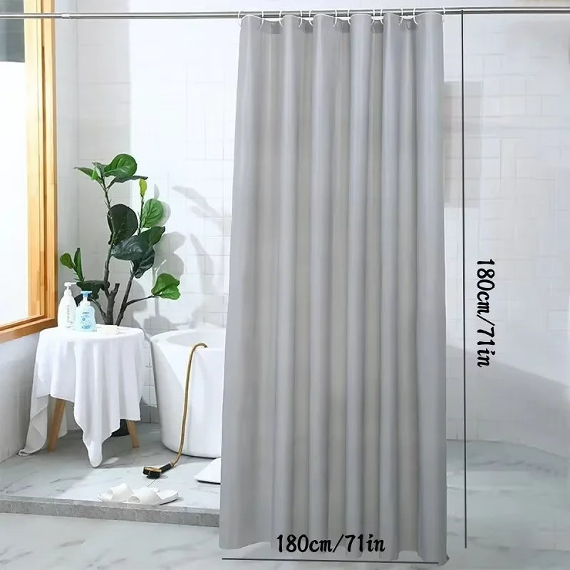 PEVA Waterproof Shower Curtain with Hooks – Grey 180x180cm