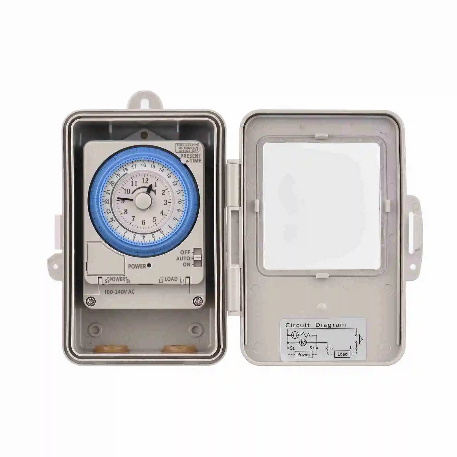 Mechanical 24 Hours Timer Switch IP53 Rating Programmable Electrical Timer Switch Box AC 100-240V 15 Minutes Interval 96 Times Peaceful Pleasures Health and Wellness Grey