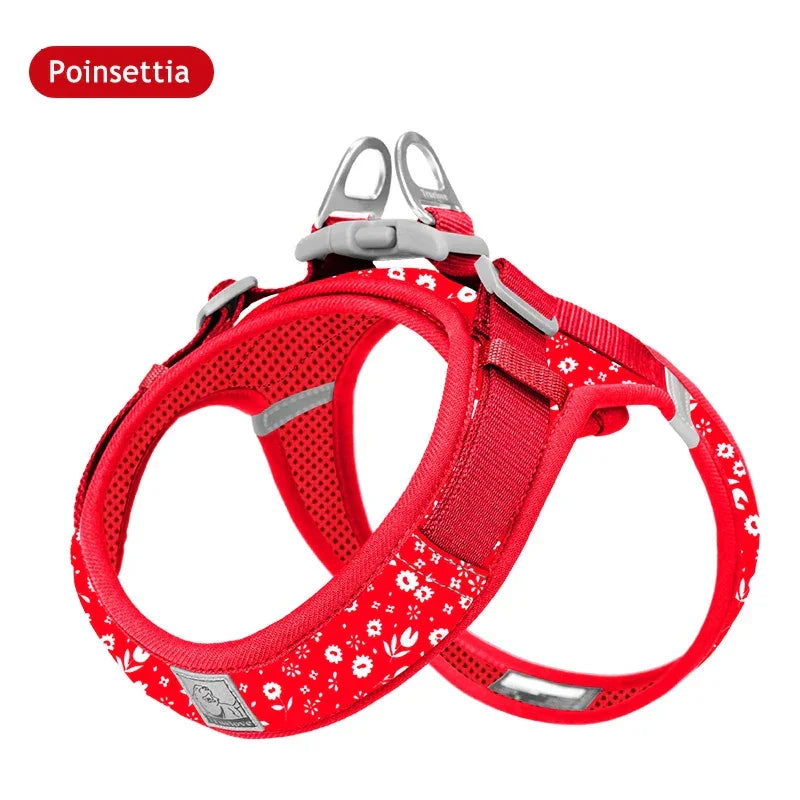 Truelove Floral Printing Mesh Harness for Dogs and Cats Small and Medium Breeds All Weather Adjustable Summer Walking TLH30131 Peaceful Pleasures Health and Wellness Poinsettia XXS China Mainland