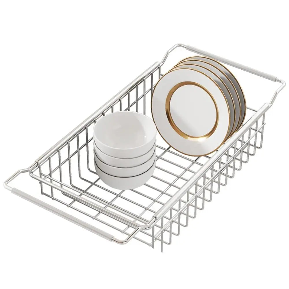 Telescopic Sink Drain Rack – Adjustable Stainless Steel Shelf