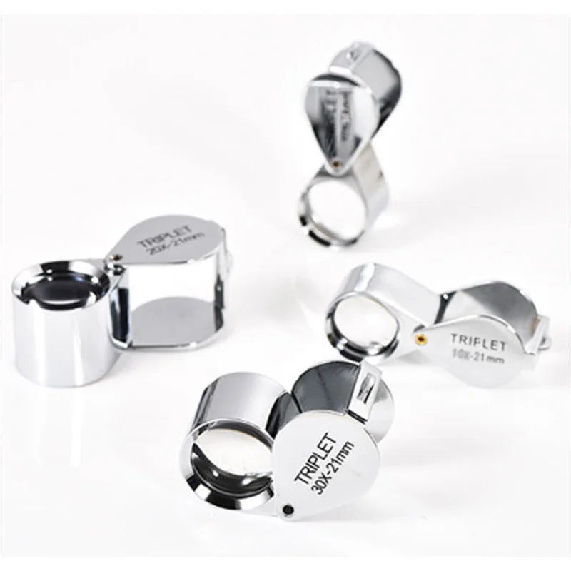 Jewelry Appraisal Magnifying Glass 30X 10X 15X 20X Folding Jade Antique Diamond Stamp Optical Glass Lens Multiple Multiples Peaceful Pleasures Health and Wellness
