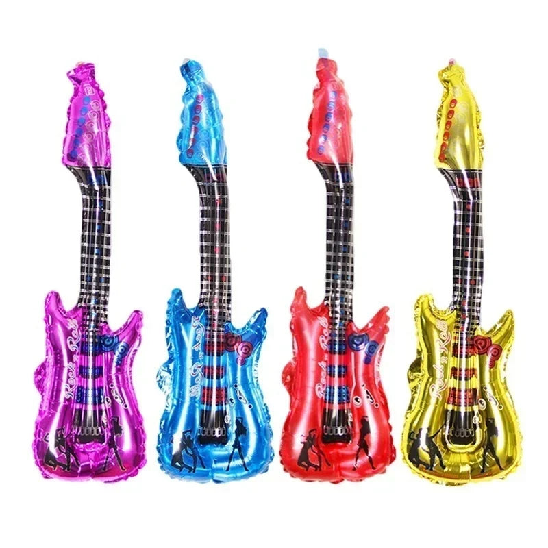 Cartoon Guitar Balloons Inflatable Musical Instrument Kids Birthday