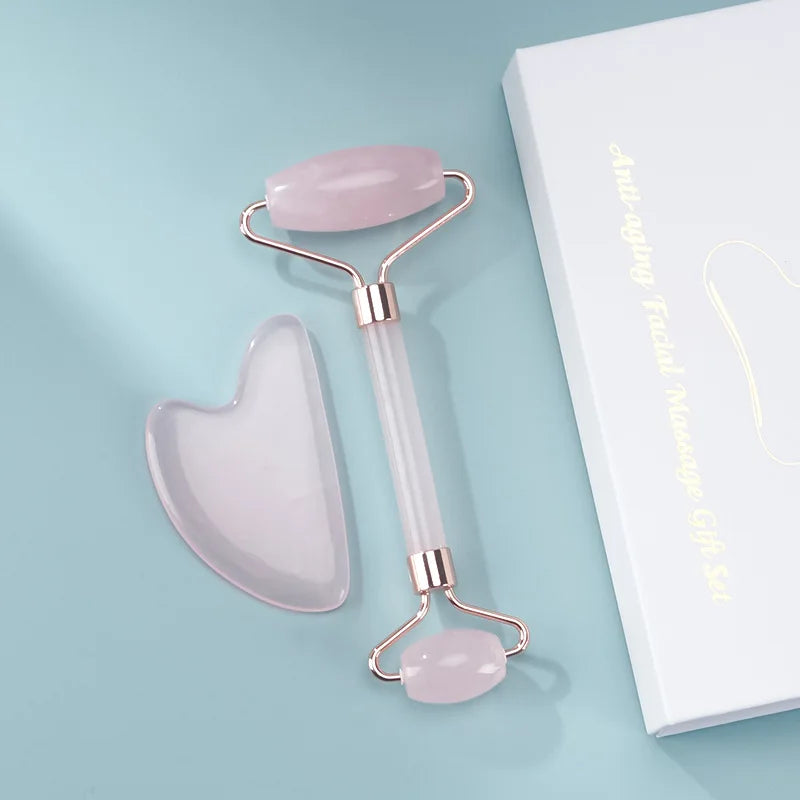 Gua Sha Facial Massage Set – Face Roller & Scraping Board