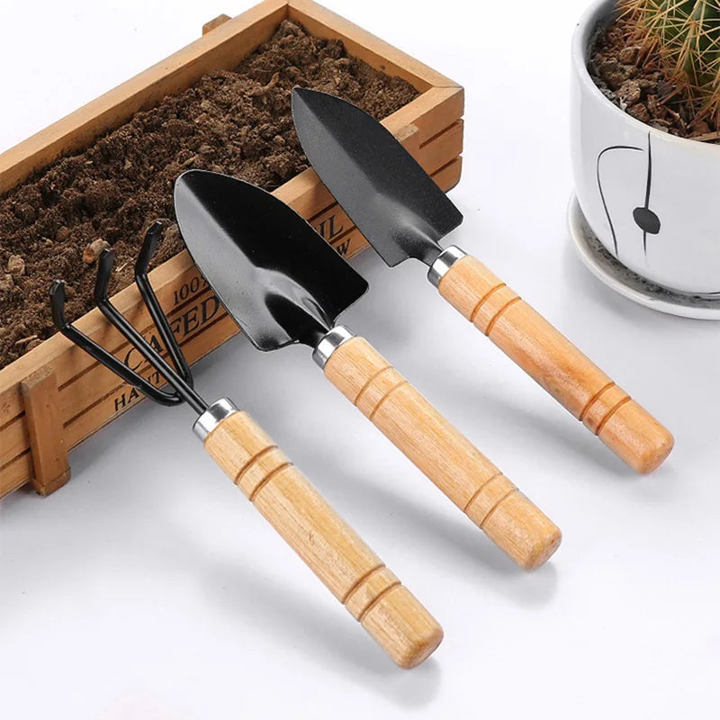 3-Piece Mini Garden Tool Set – Shovel, Rake & Trowel