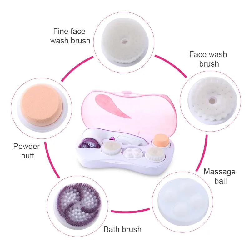Electronic silicone facial massage, pore cleaning, exfoliation and cleansing facial brush, electric facial cleanser set Peaceful Pleasures Health and Wellness