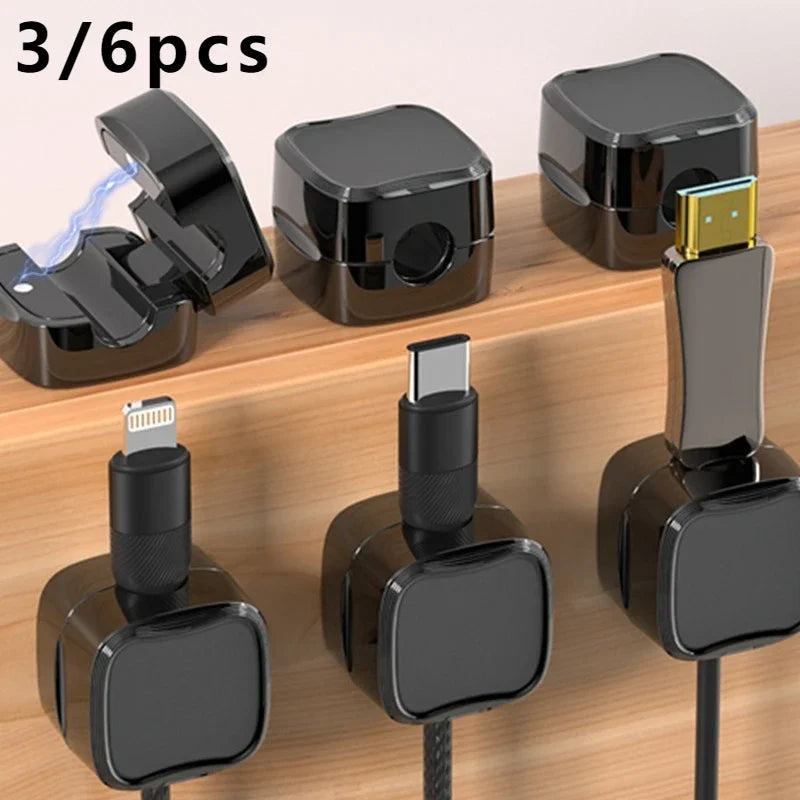 Magnetic Cable Management Clips 6-Pack | Wire Cord Organizer Cable Management Clips Peaceful Pleasures Health and Wellness