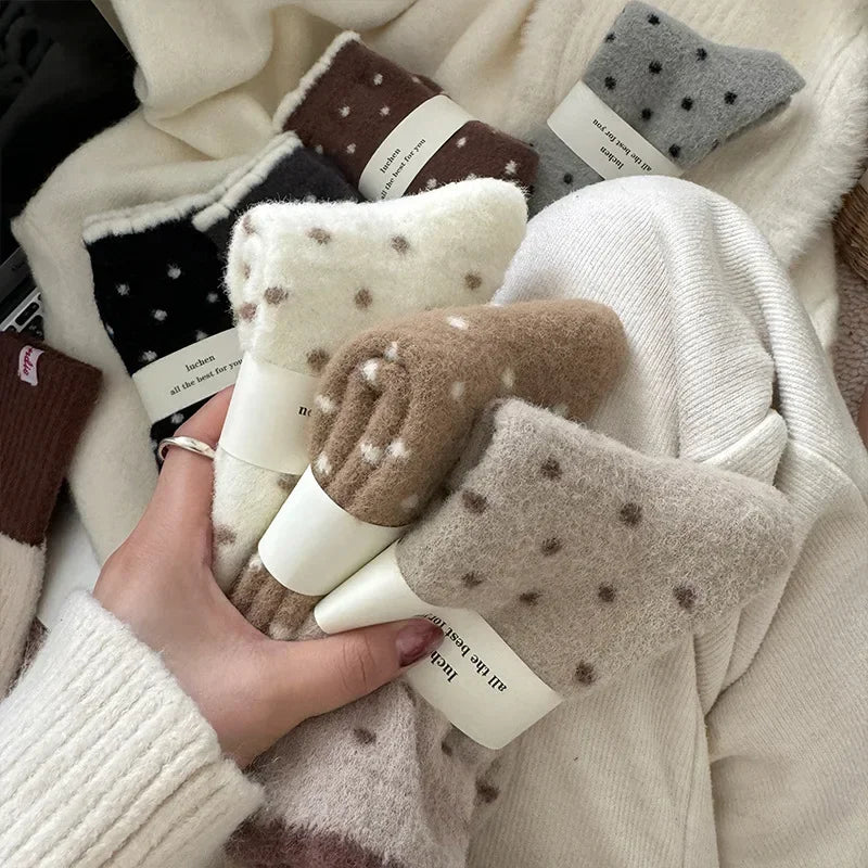 Fashion Autumn Winter Warm Thick Floor Socks with Velvet Dots Australian Fleece Home Cute Confinement Socks Versatile Floor Sox Peaceful Pleasures Health and Wellness