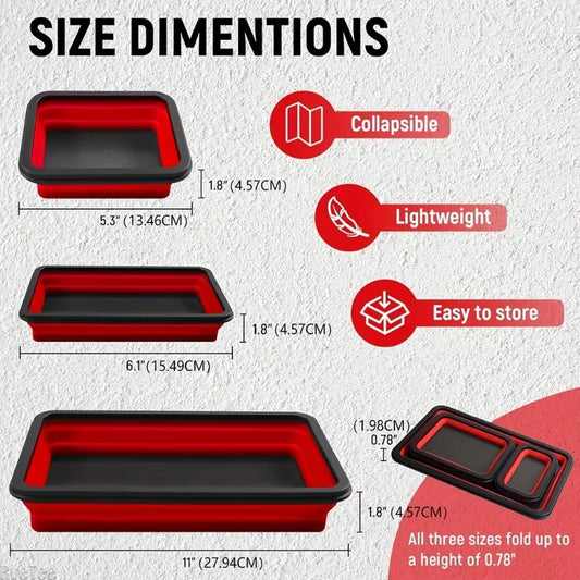 3-Piece Collapsible Magnetic Parts Tray Set | Silicone Repair Bowl Magnetic Parts Tray Peaceful Pleasures Health and Wellness