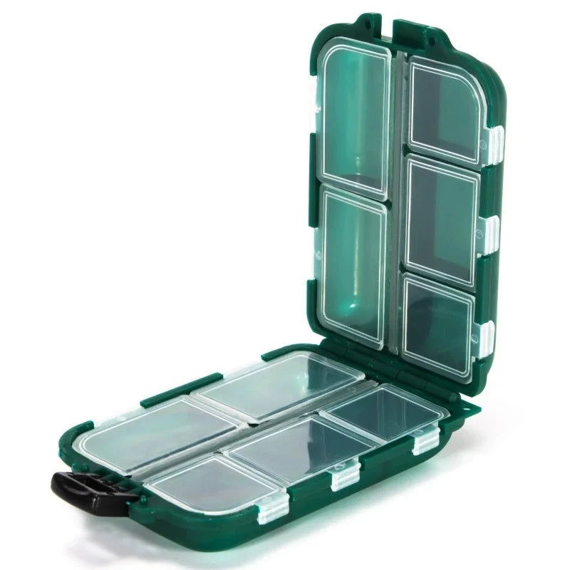 10-Compartment Pill Box – Moisture-Proof Travel Medicine Organizer Pill Organizer Case Peaceful Pleasures Health and Wellness Green