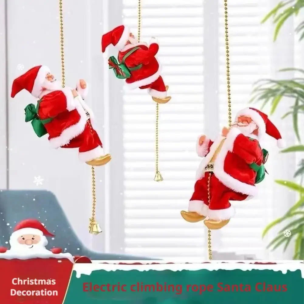 Santa Claus Climbing Beads Music Electric Doll Rope Climbing Santa Christmas Gift For Children Electric Toys Peaceful Pleasures Health and Wellness