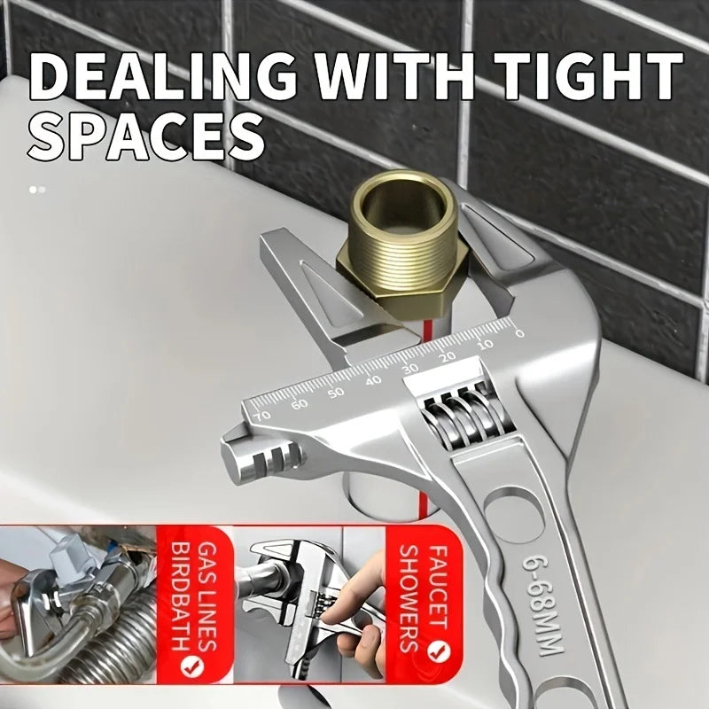 Adjustable Basin Wrench 16–68mm | Bathroom Plumbing Tool