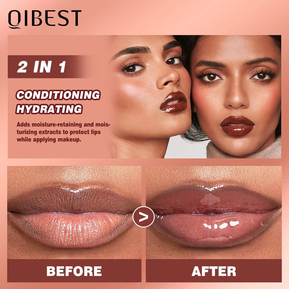 QIBEST Crystal Jelly Lip Oil Gloss – 6 Tinted Hydrating Shades