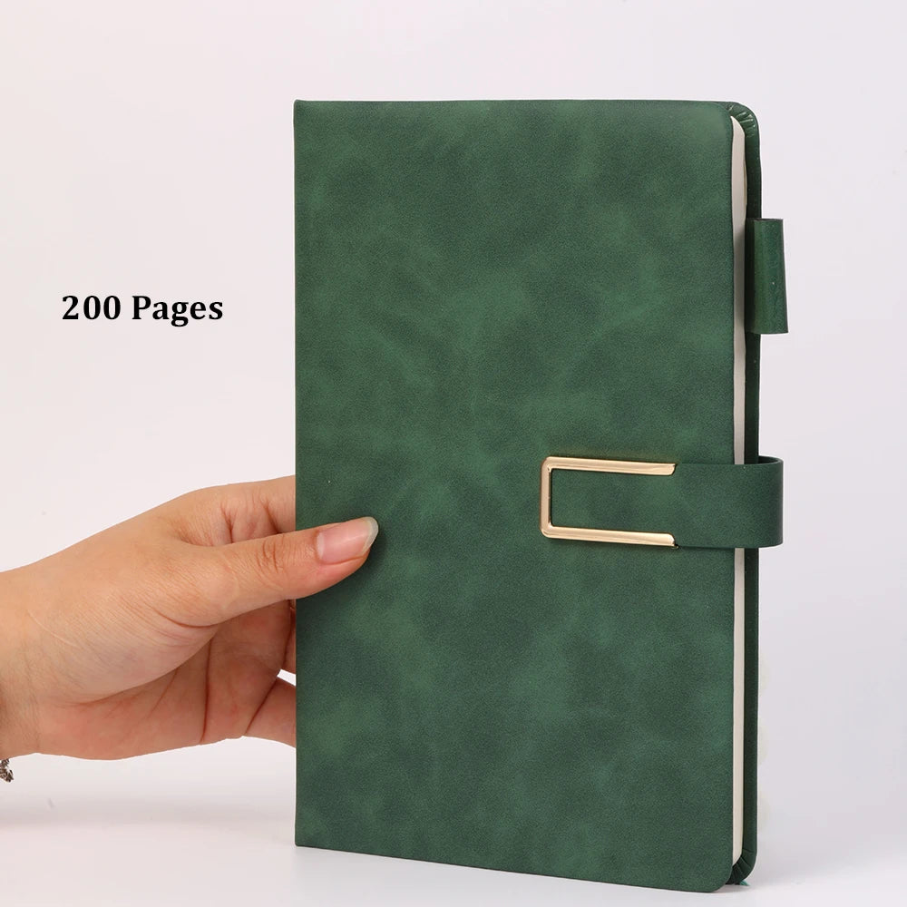 A5 Buckle Notebook Business Thick Meeting Office Record Book Pen Slot
