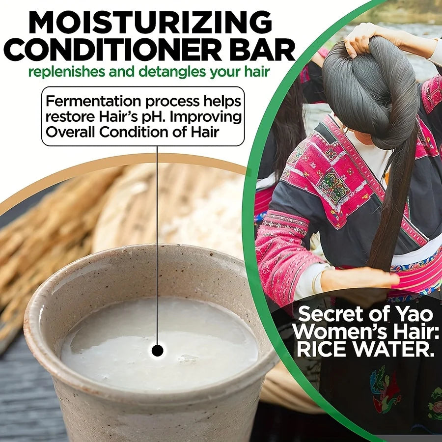 GZE Rice Water Shampoo Bar & Solid Conditioner for Dry Hair