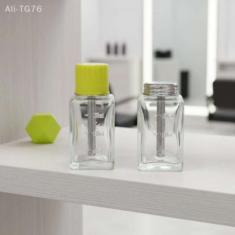 180ml Glass Press Pump Bottle – Nail Remover & Liquid Dispenser