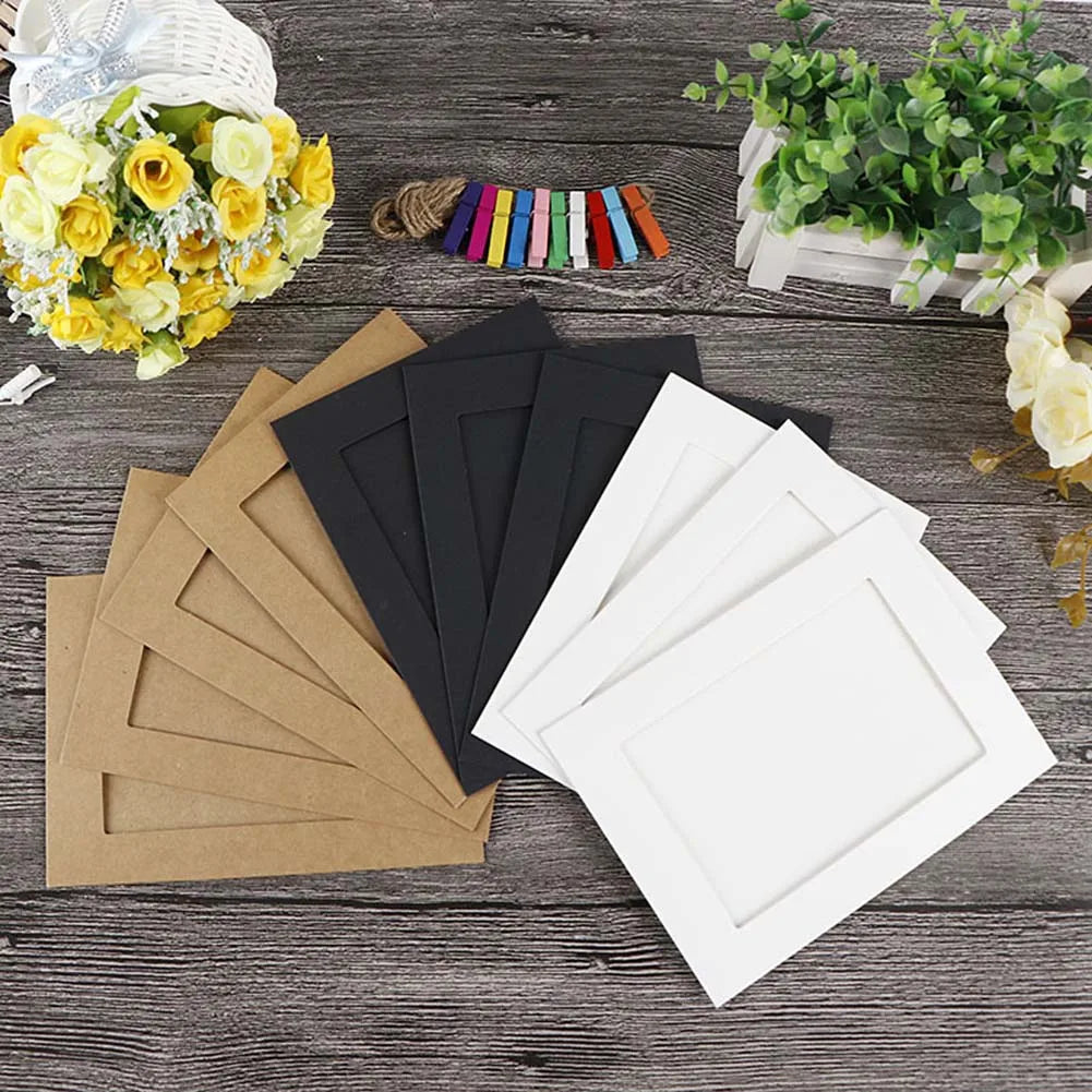 10pcs Photo Frame DIY 5/7 Inch Kraft Paper Hanging Wall Picture Album Decoration For Home Photo Frame Home Peaceful Pleasures Health and Wellness