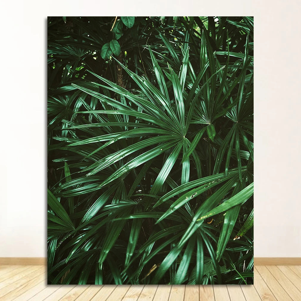 Nordic Tropical Palm Leaf Monstera Canvas Wall Art Print