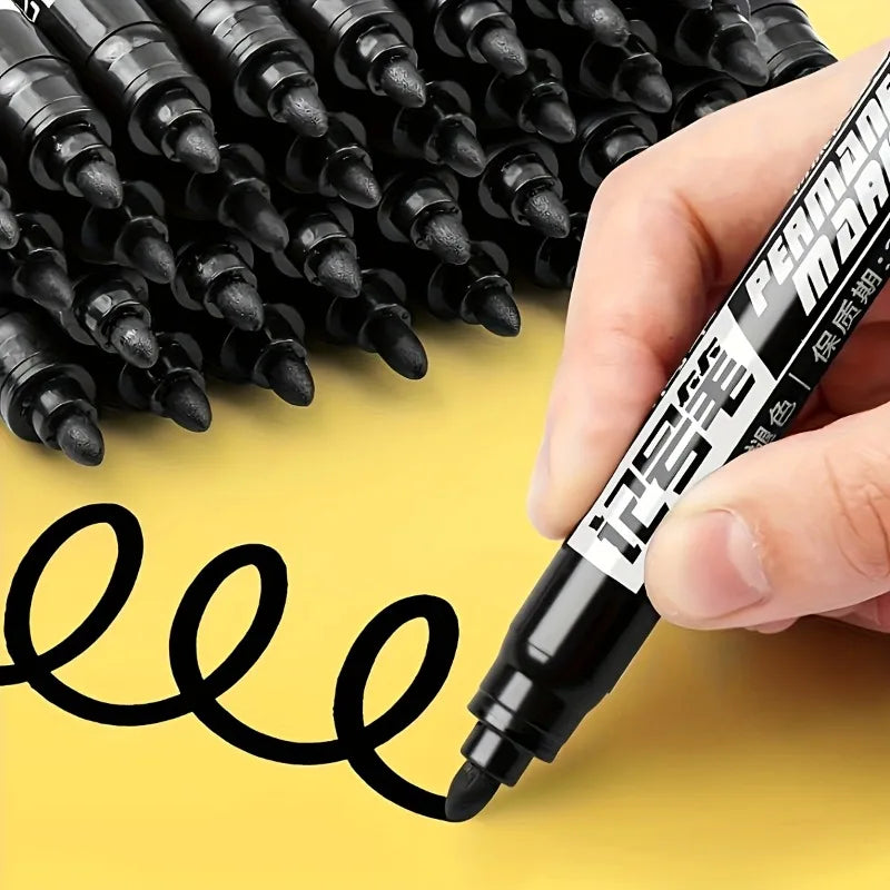 10-Pack Permanent Markers | Waterproof Bold Black Ink Set