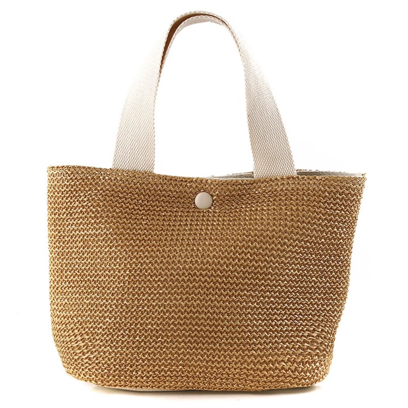 Elegant Straw Woven Handbag for Women Summer Beach Tote Retro Shoulder Bag Holiday Casual Top Handle Fashion Purse Peaceful Pleasures Health and Wellness Beige