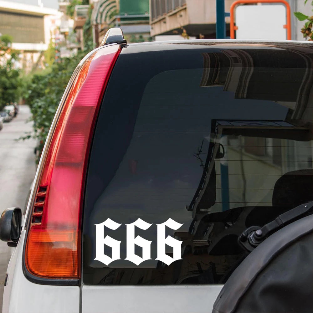 18cm Number 666 Decal Sticker Car Bike Funny Bumper Vinyl Peaceful Pleasures Health and Wellness