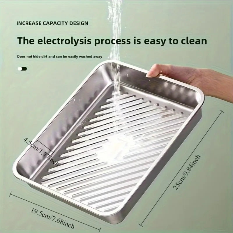 Stainless Steel Covered Dumpling Plate Rice Plates Rectangular Tray Barbecue Plates Vegetable Plates Practical Kitchen Tools New Peaceful Pleasures Health and Wellness