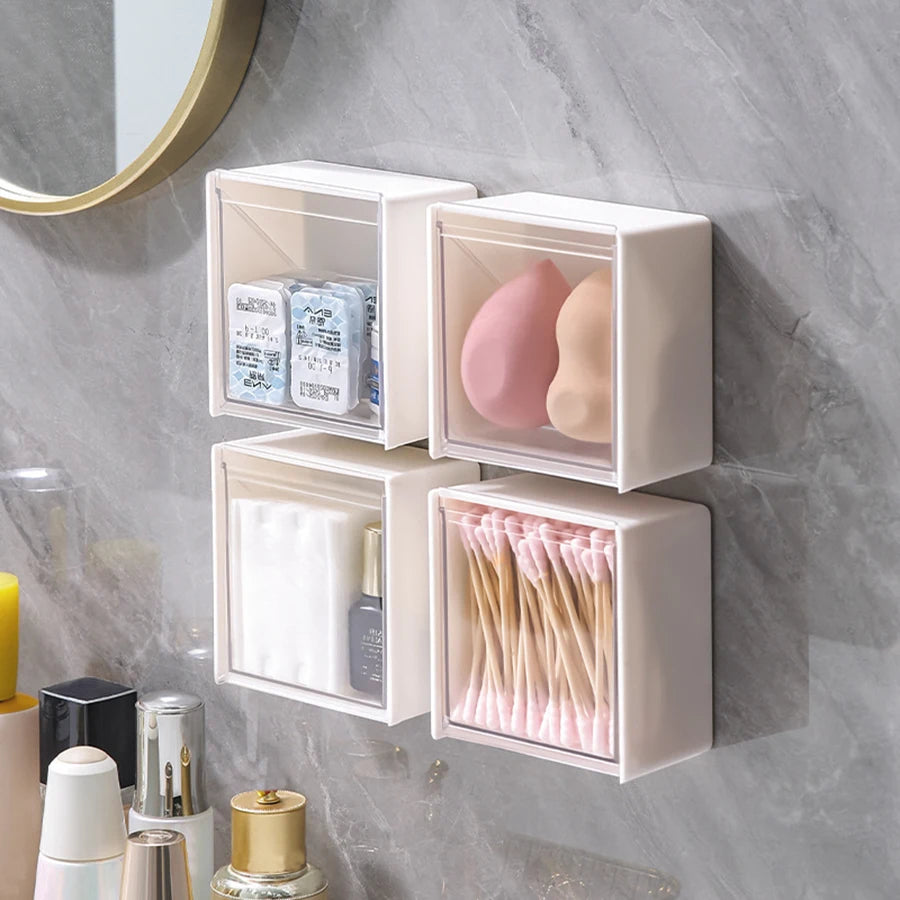 Wall-Mounted Cotton Pad Holder & Dispenser – Round Storage Jars for Cotton Balls & Pads (2 or 4 Pcs)