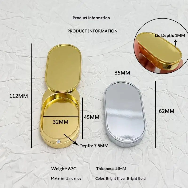 Moon-Shaped Zinc Alloy Balm Tin | Slide Lid Travel Container