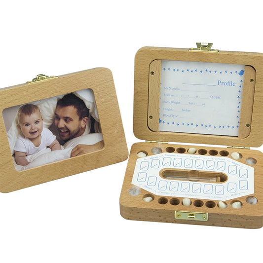 Wooden Baby Tooth Keepsake Box with Photo Frame & Accessories Baby Keepsake Box Peaceful Pleasures Health and Wellness Default Title