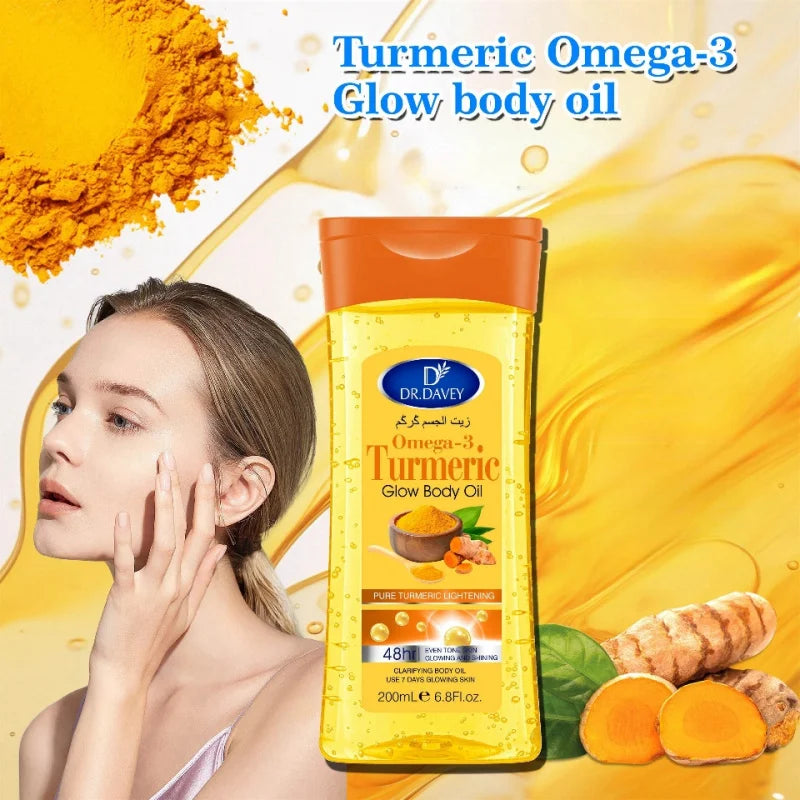 DR.DAVEY Turmeric Omega-3 Glow Body Oil 200ml – Moisturizing