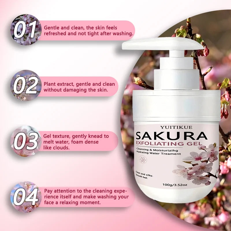 YUITIKUE Sakura Face Exfoliating Gel 100g – Gentle Daily Cleanser
