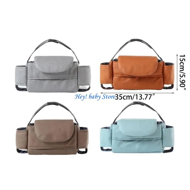 Baby Stroller Caddy Organizer | Insulated Cup Holder & Pockets