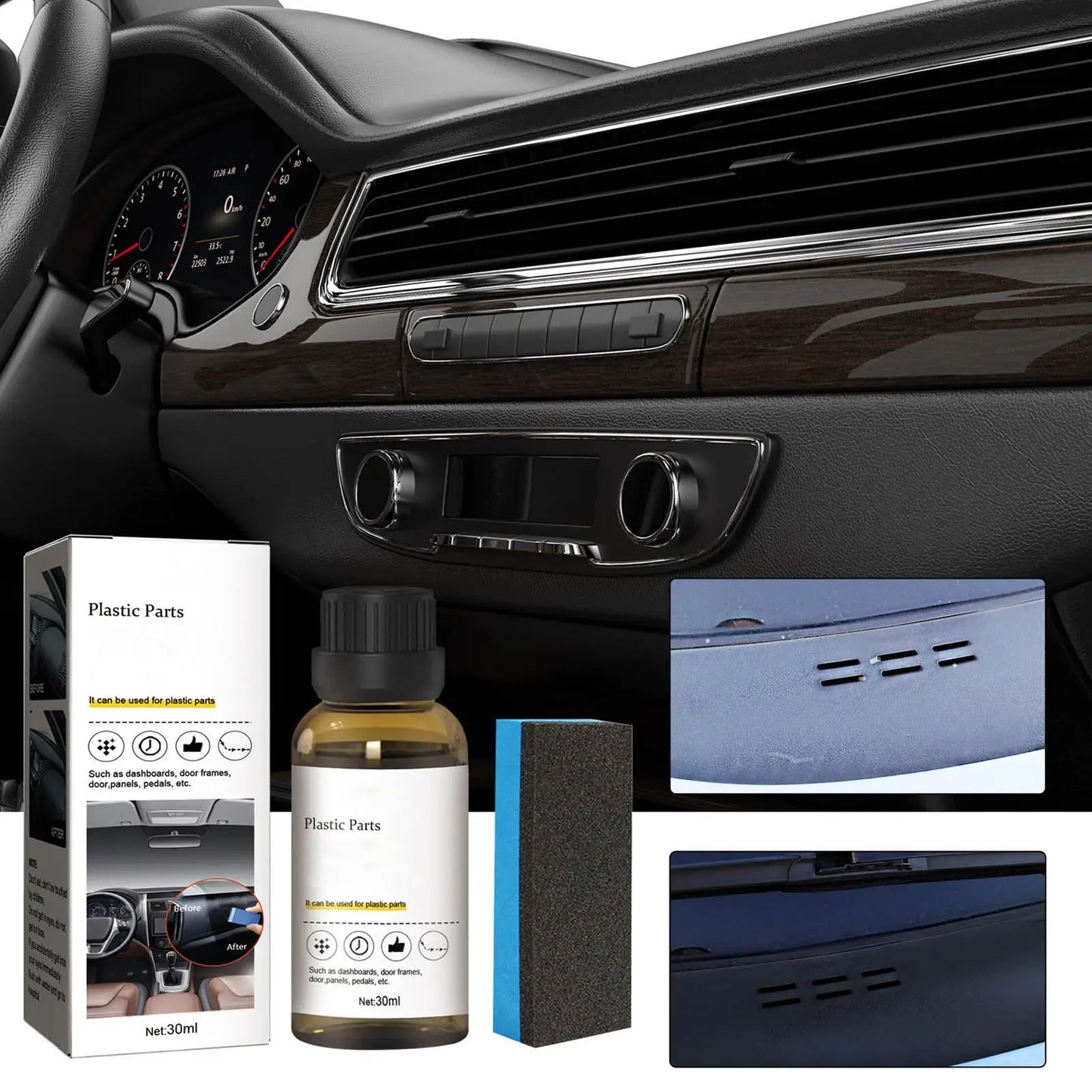 Car Interior Plastic Restorer Kit 30ml | Trim & Dashboard Shine